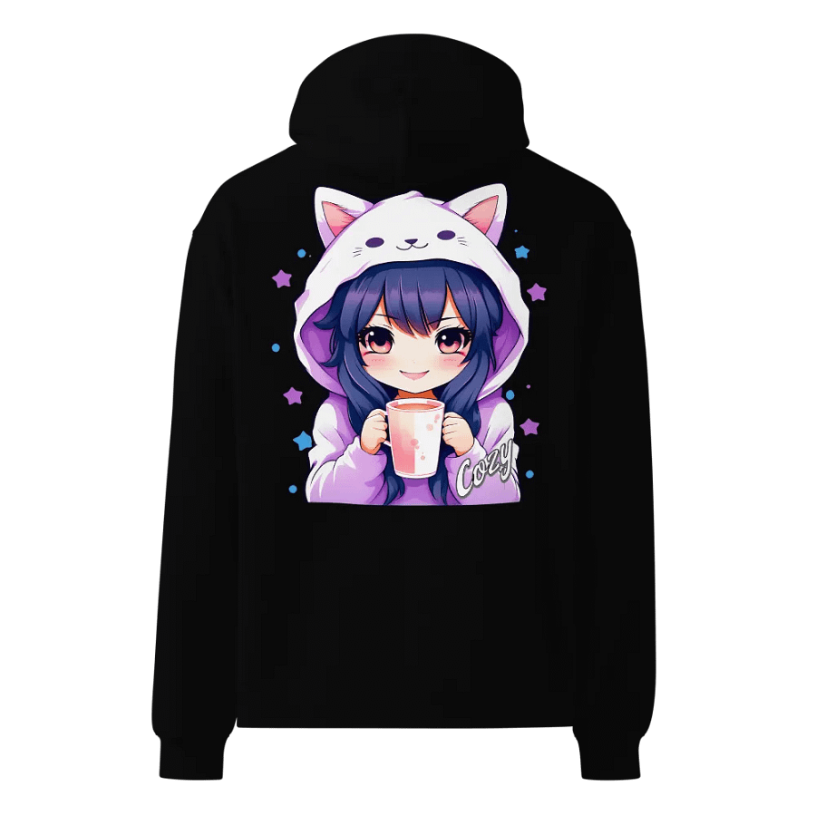 Cozy Kawaii Anime Girl - Premium Hoodie - Black - Back Printed Design product image (1)