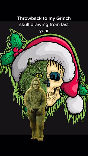 Throwback to my drippy Grinch skull drawing from last year #spookyart #grinchmas #grinchart #Meme #illustrator