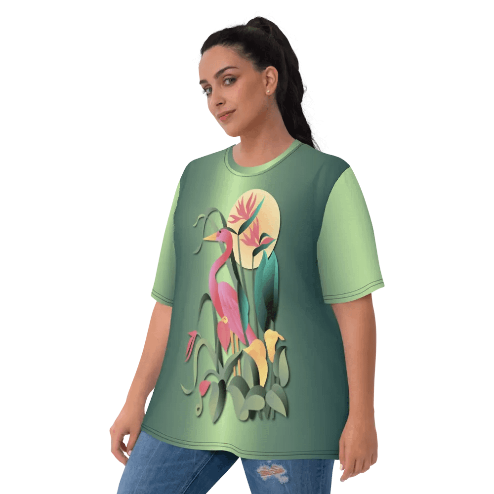 Tropical Floral Flamingo All Over Print T-shirt product image (10)