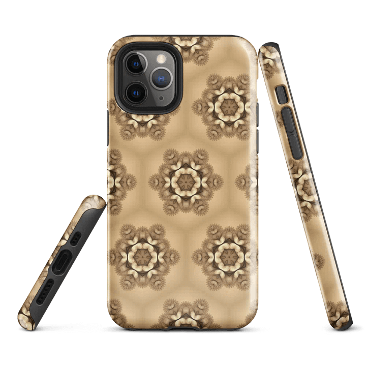 Tough Phone Case for iPhone® - Brown and Beige Geometric Honeycomb Floral Pattern product image (1)