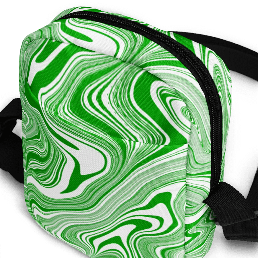 Utility Crossbody Bag - Green and White Liquid Swirls product image (4)