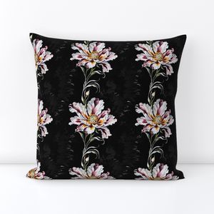 Seamless Pattern - Pink and White Flowers in Vertical Stripes on Black and Gray product image (5)