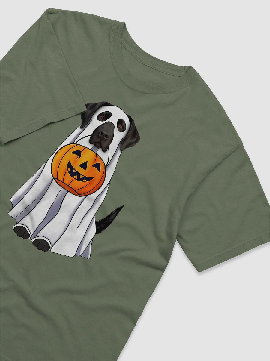 Labrador(Black) Halloween Tee | Funny Fall & Halloween Labrador Wearing a Ghost Costume with Pumpkin Basket product image (3)
