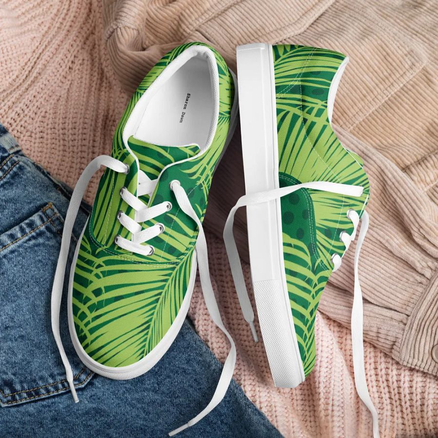 Tropical Palm Leaves Men's Lace-Up Canvas Shoes product image (4)