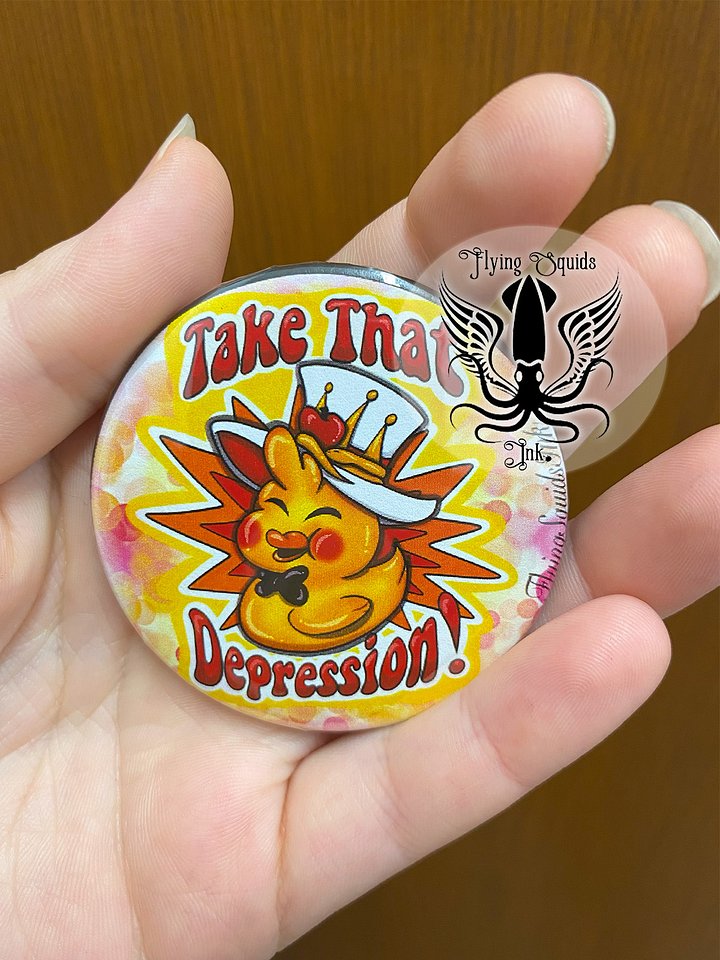 Button- Take That Depression Lucifer Duck product image (1)