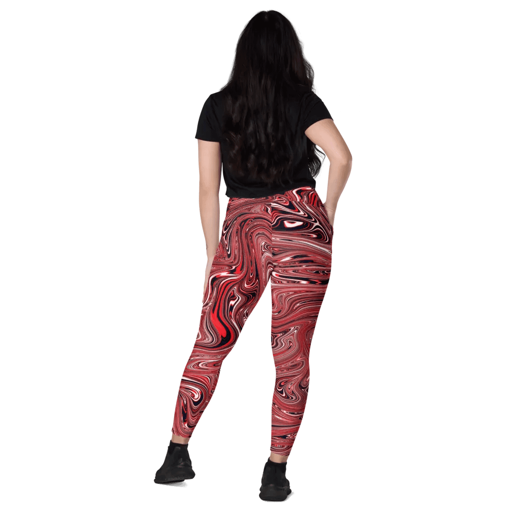 Leggings with Pockets - Brown, Black and White Fluid Swirls product image (11)