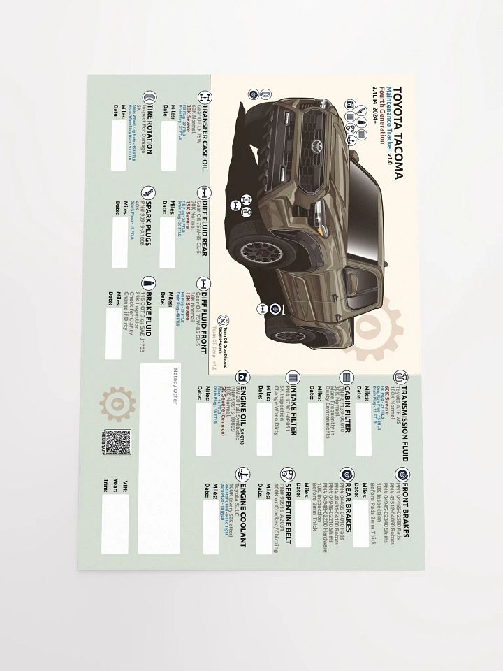 4TH GEN MAINTENANCE TRACKER V1.0 - Bronze product image (2)
