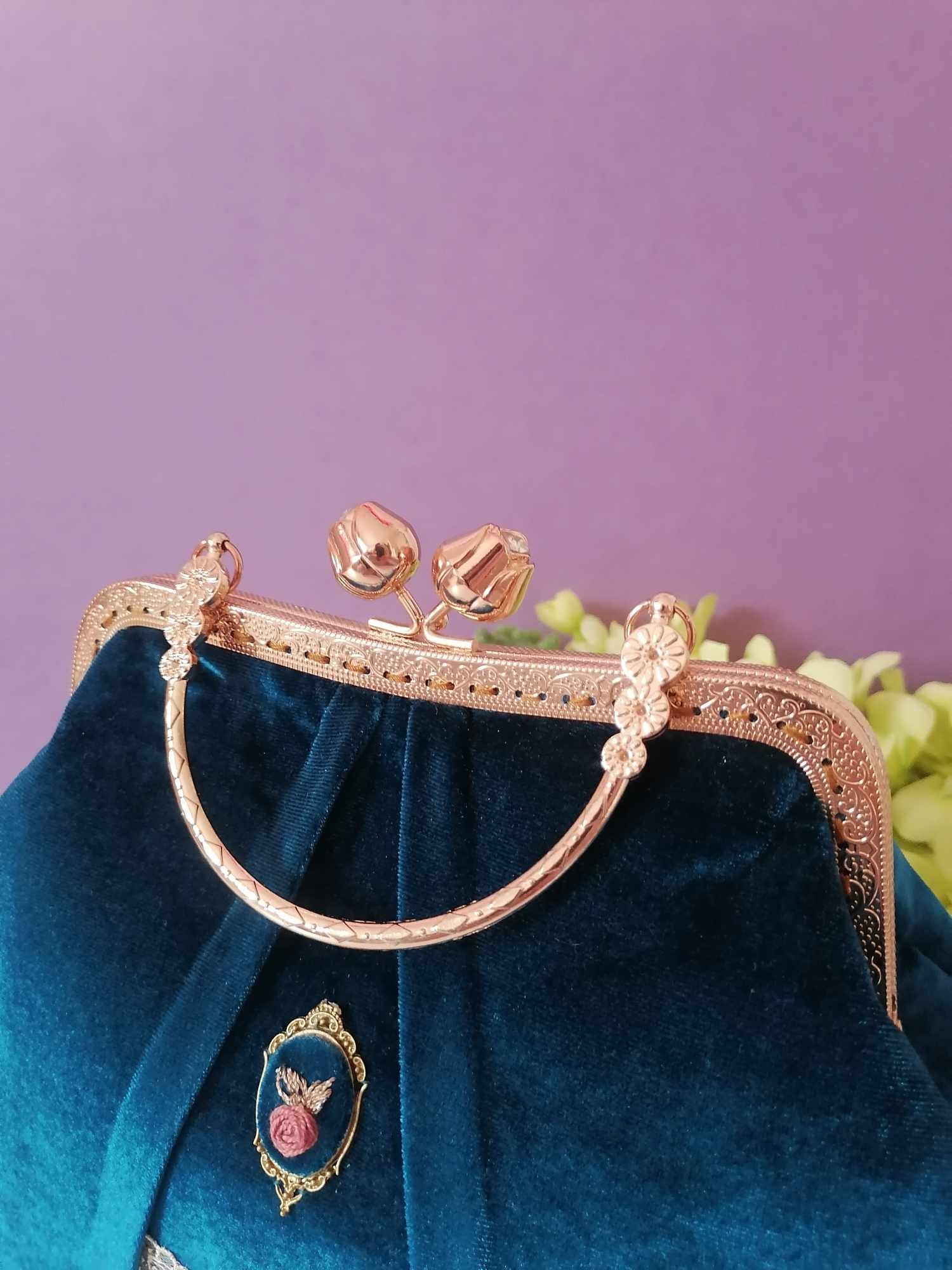 Velvet teal handbag product image (7)