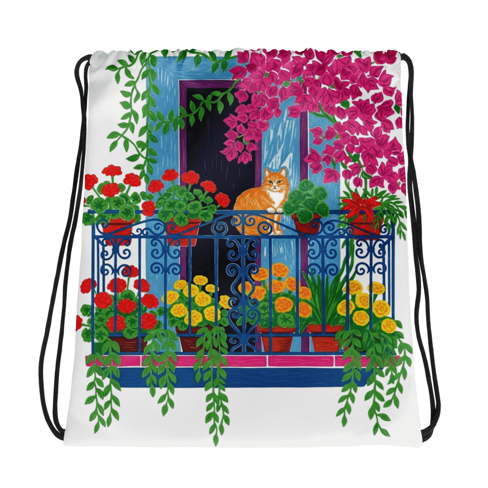Feline Foliage Adventure Drawstring Bag product image (2)