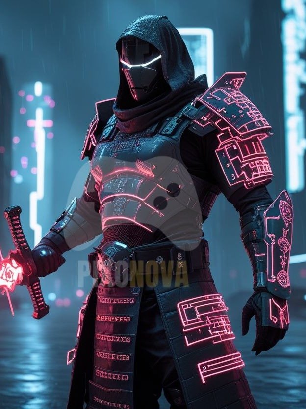 Neon Blood, Pixel Blade – Landscape Cyberpunk Artwork (4 Versions, PNG & PDF, 1472x832 px) product image (3)