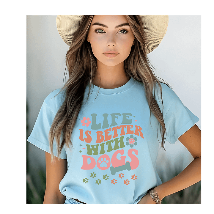 Life is Better with Dogs Groovy Design T-Shirt product image (1)