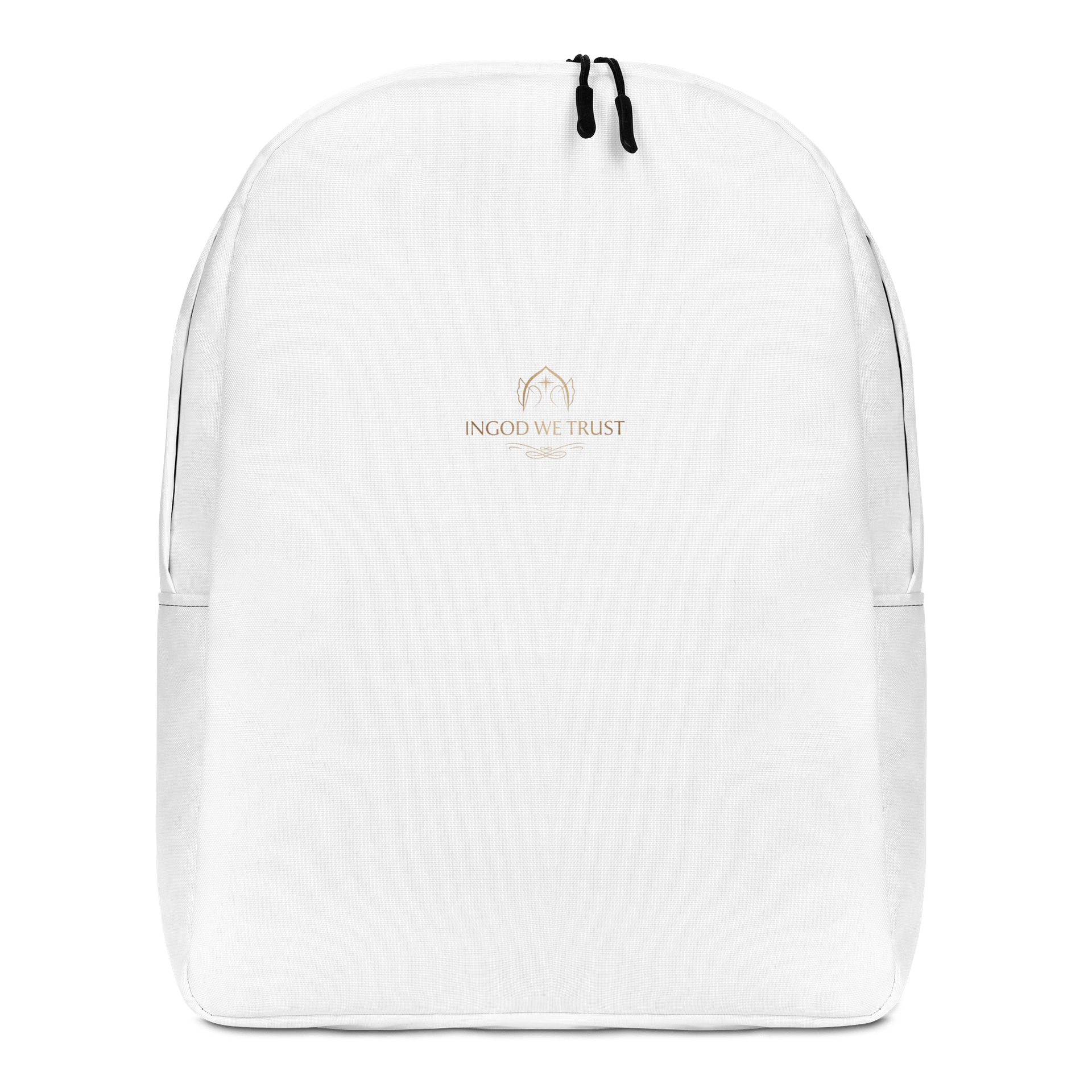 "Sanctuary" Backpack - White Minimalist Bookbag with Gold Foil Detailing | Spiritual Companion for Daily Journey product image (1)