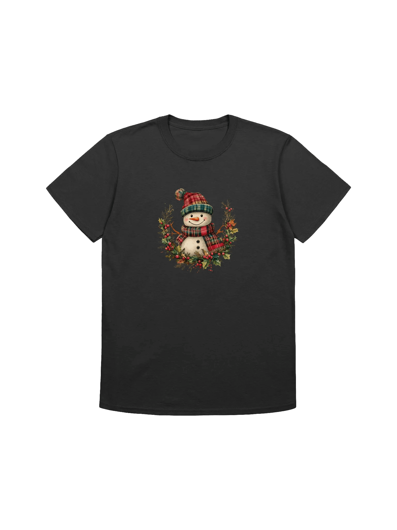 Country Snowman & Christmas Wreath Unisex T-Shirt product image (4)