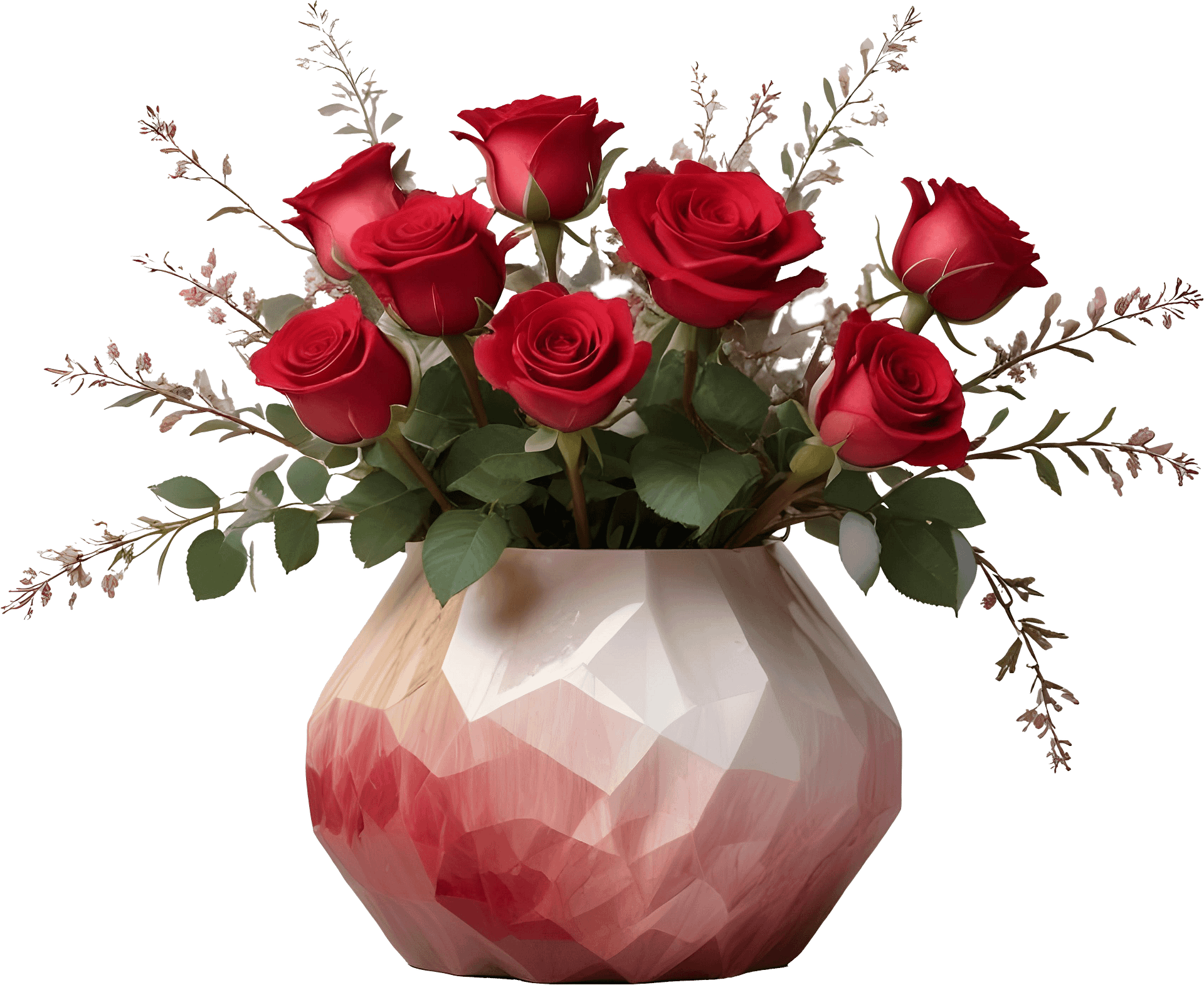 Timeless Red Rose Vase - PNG product image (1)