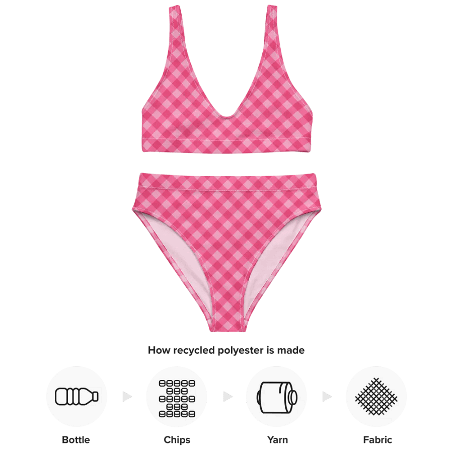Bright Pink Checkered Plaid Bikini product image (10)