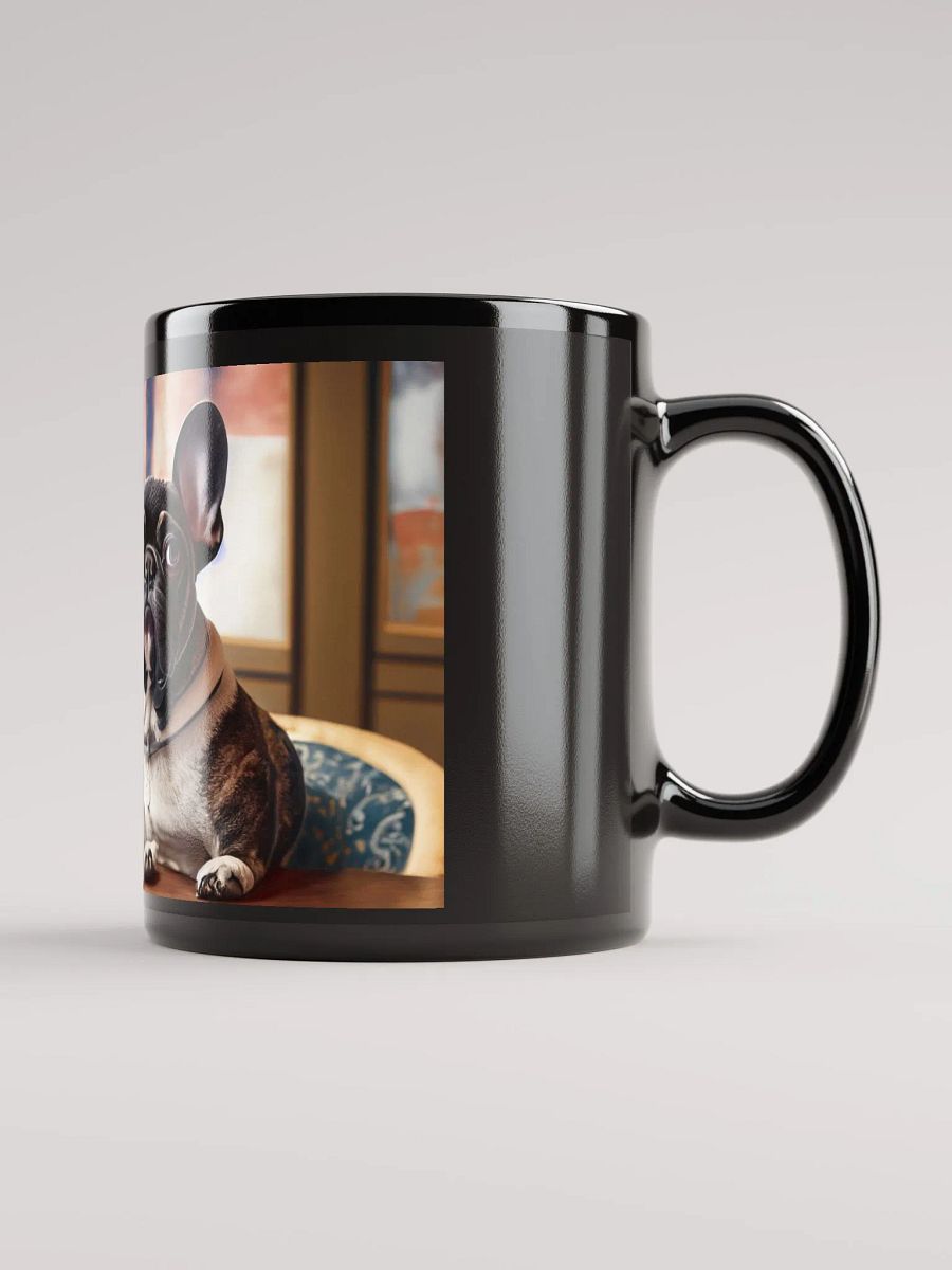 Sophisticated Sip: Black Glossy Mug with French Bulldog for Dog Lovers product image (2)