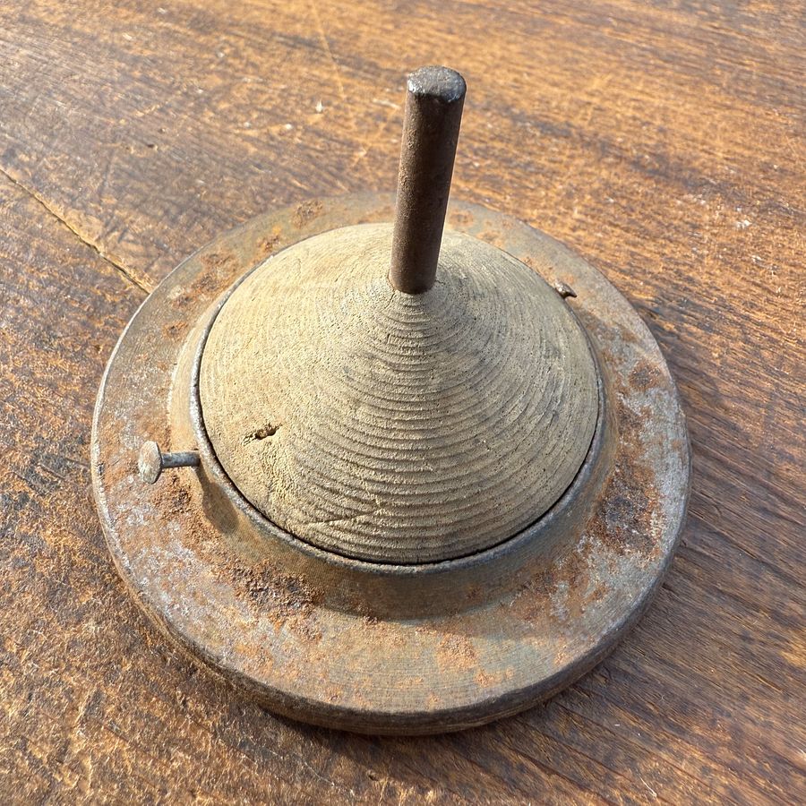🎎 Antique Japanese Battling Top (Koma) – Hand-Turned Wood & Iron Toy – Japan Antique Roadshow product image (5)