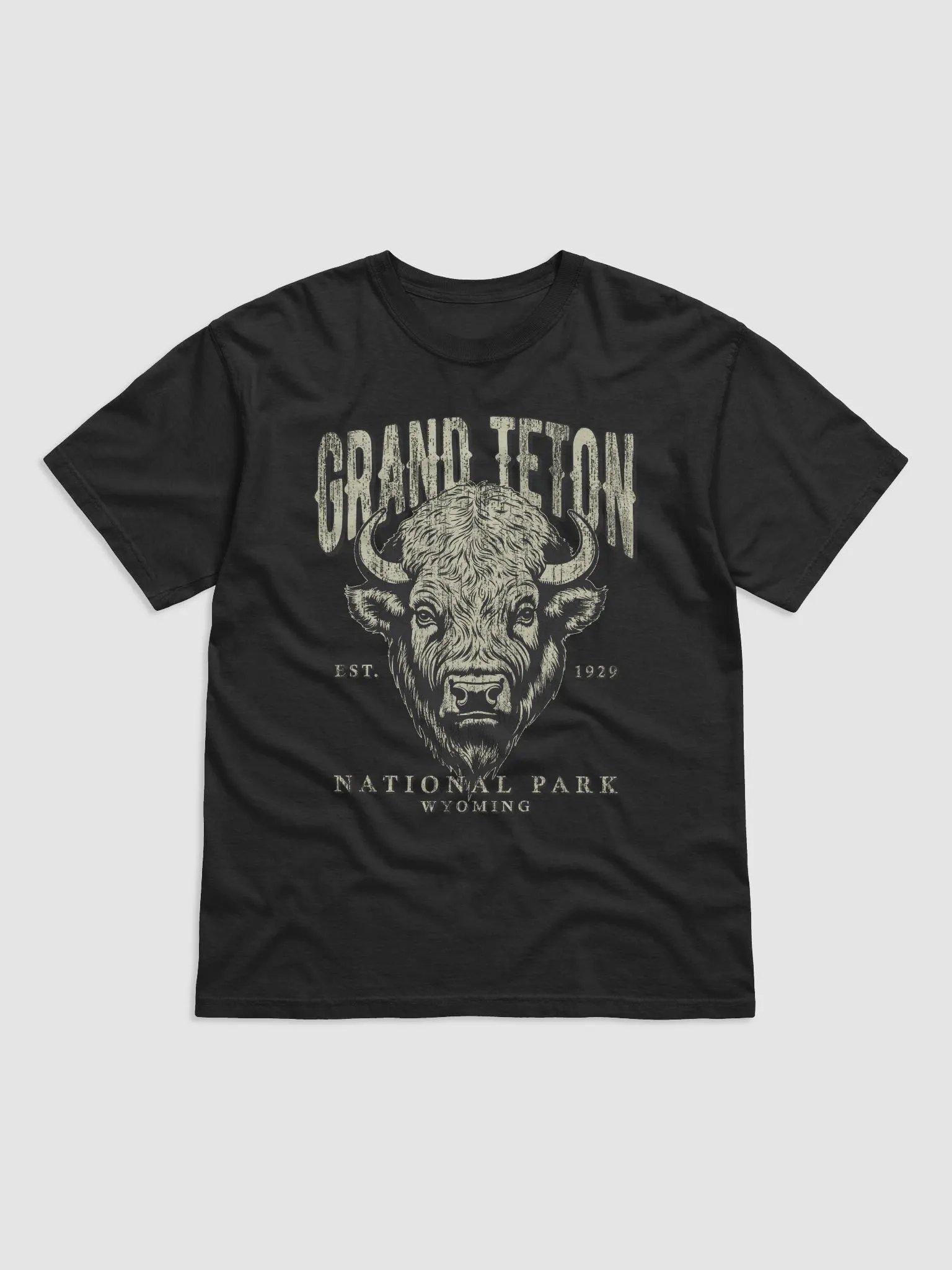 Grand Teton National Park, Wyoming Tee | Vintage-Style Grunge Western Shirt with a Bison's Head product image (2)