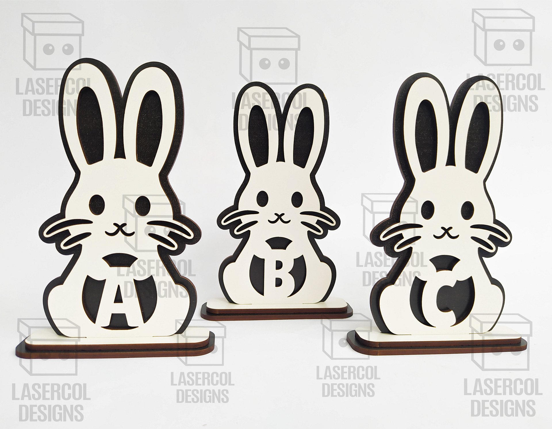 Easter Bunny Monogram Set 2 (3 Sizes) - Laser Cut Files product image (6)