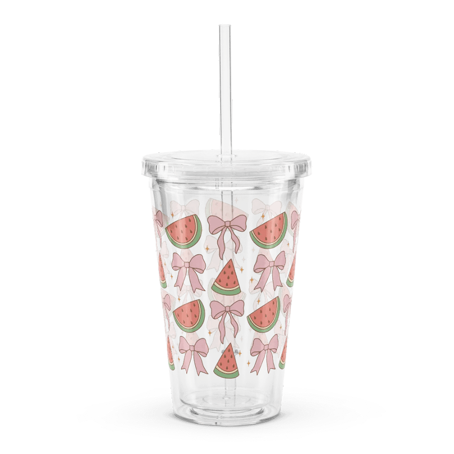 Bows & Watermelons Coquette Double Wall Clear Plastic Tumbler (16 oz) product image (4)