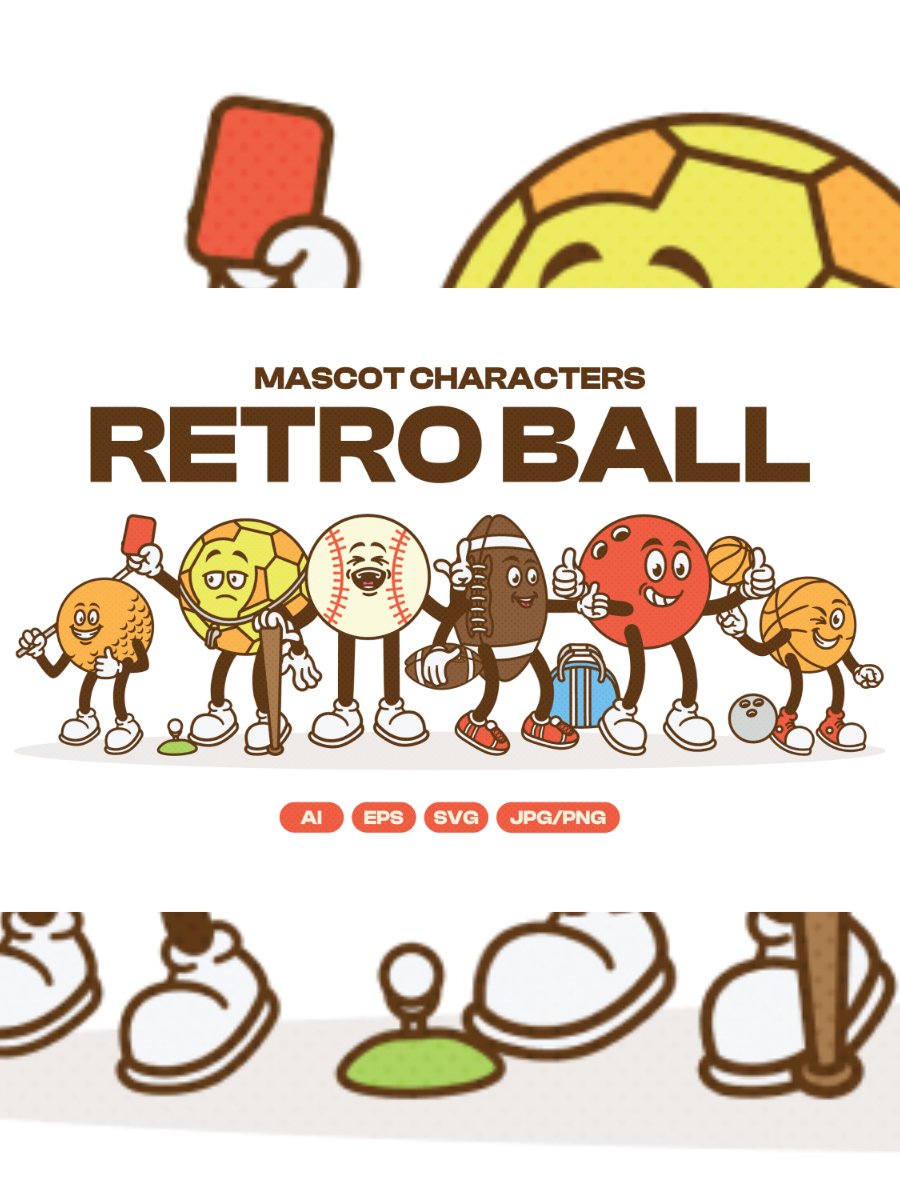 Retro Mascot Ball Character Illustration product image (1)