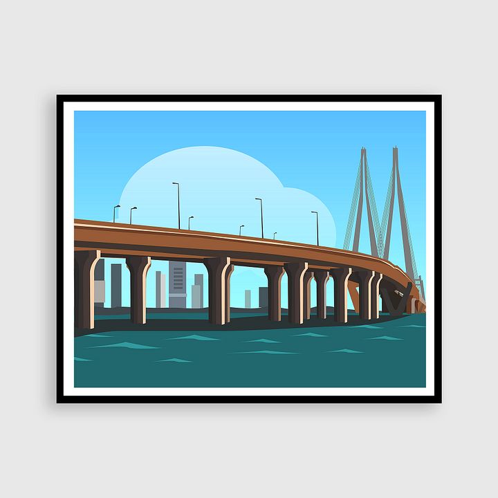 Sea Link Bridge-Mumbai - Vectorized wall poster product image (1)