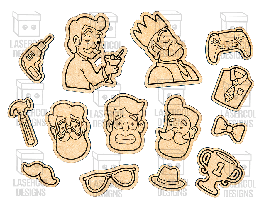 Father's Day Paint Kit DIY Cut Outs Set 2 - Laser Cut Files product image (2)