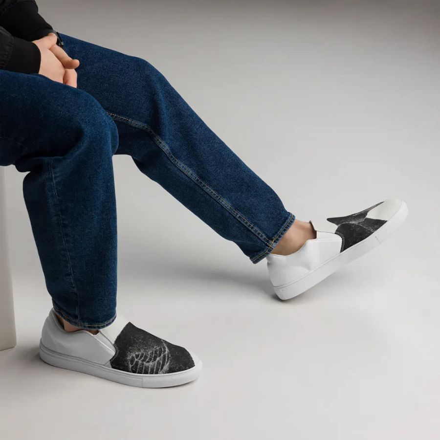 Black and White Men's Slip on Shoes 008 product image (5)