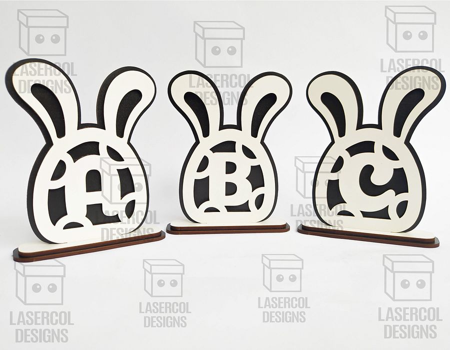 Easter Bunny Monogram Set 4 (3 Sizes) - Laser Cut Files product image (2)