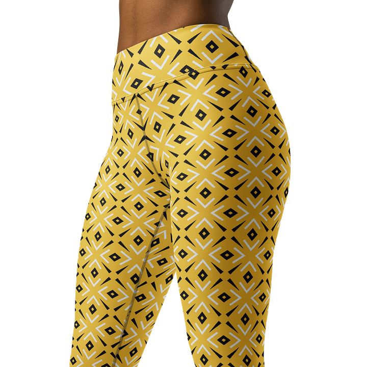 Lemon Lattice Geometric Print Yoga Leggings product image (1)