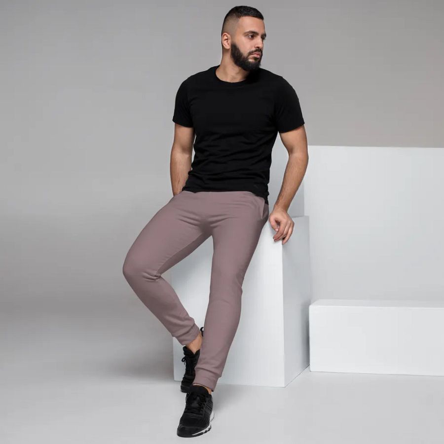 Plain Cool Purplish Brown Soft Summer Recycled Polyester Premium Men's Joggers by Treasure Pie product image (7)