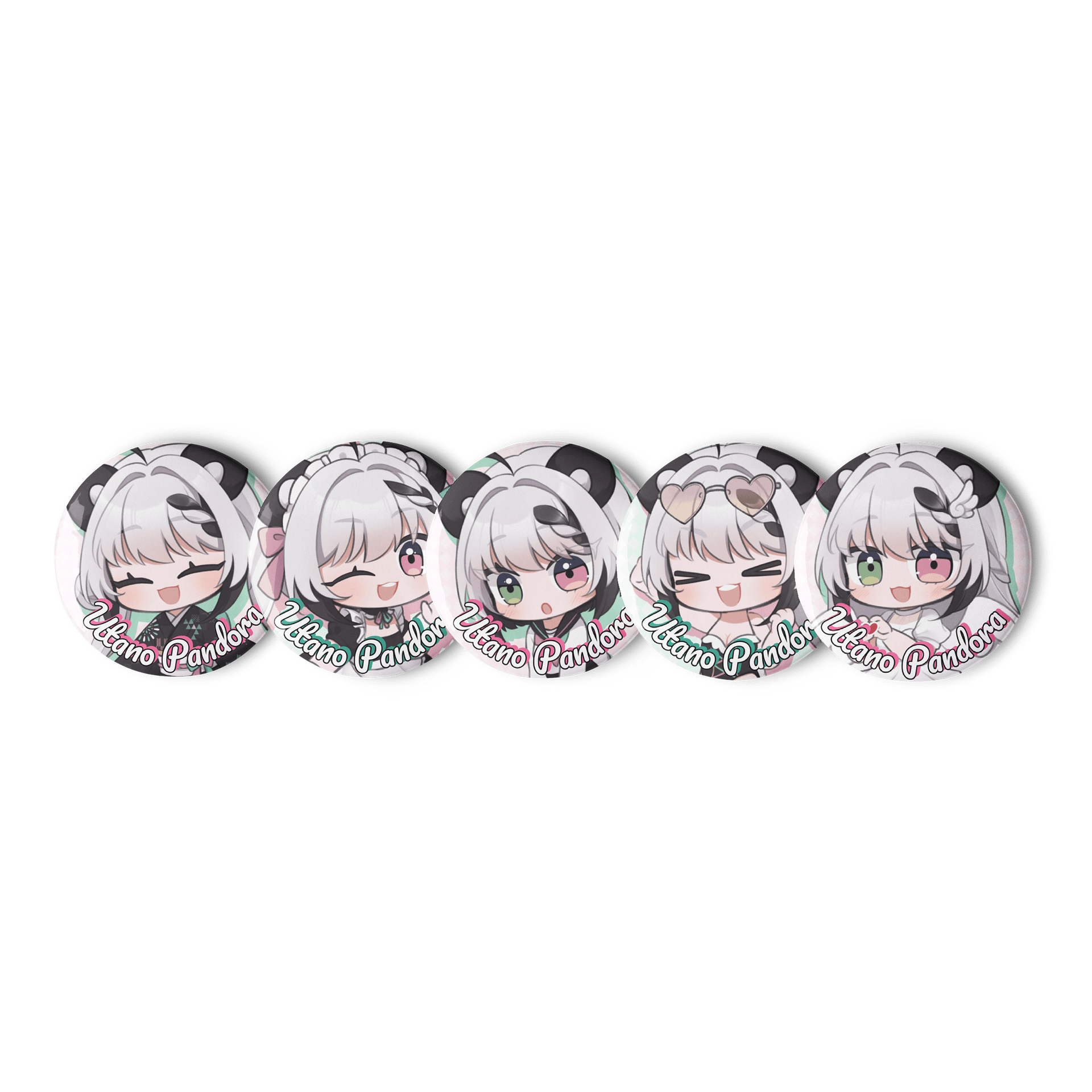 Utano Pandora 'Dress up Pan-chan' Badge Set (1.25 inch Version) product image (1)