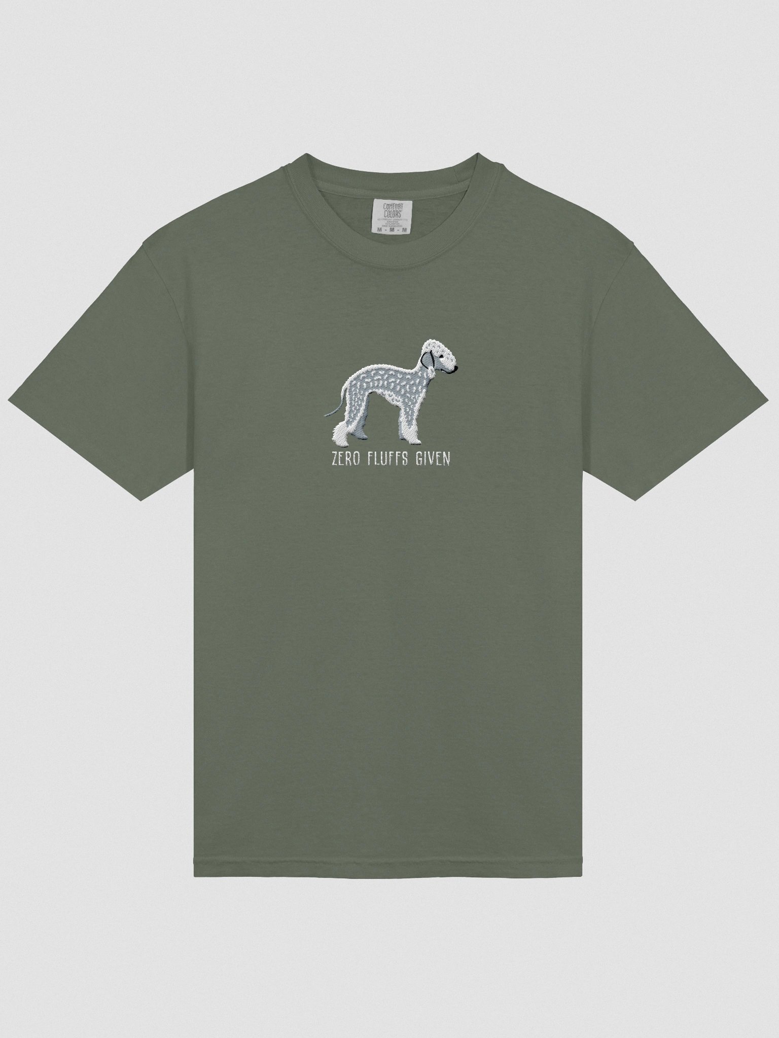 Zero Fluffs Given T-Shirt(Embroidered) of a Bedlington Terrier(Blue) product image (6)