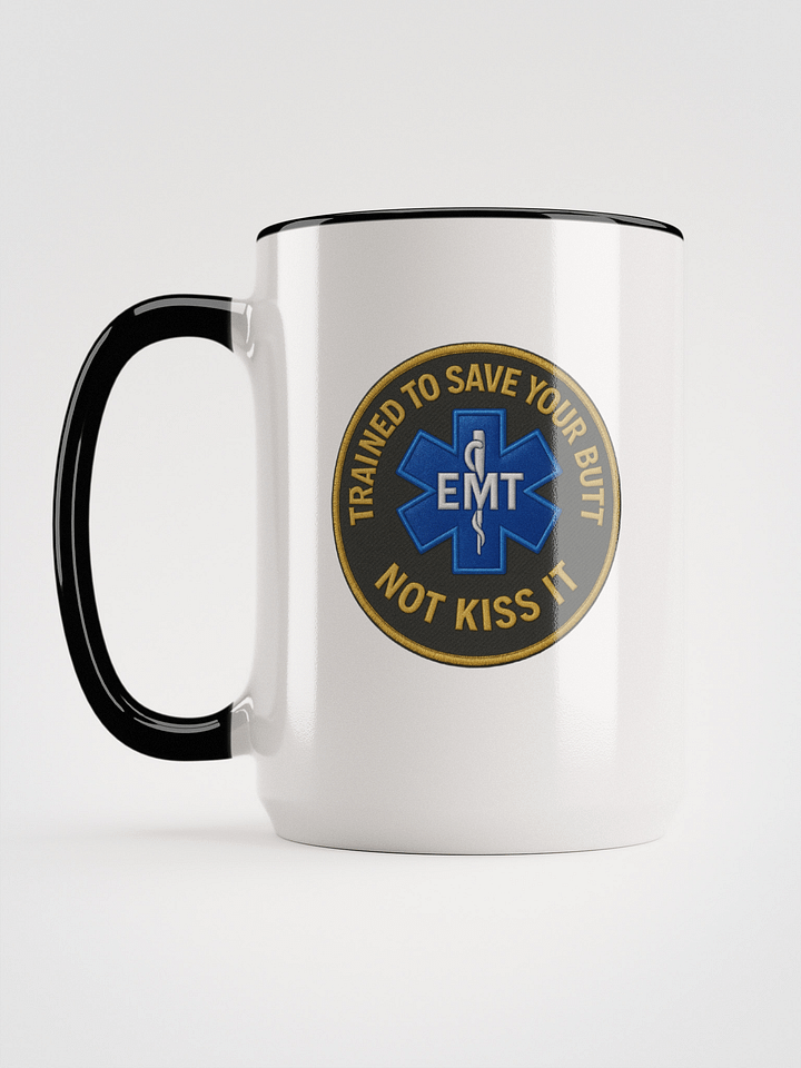 15oz EMT Real Talk Mug – “Save Your Butt” Edition (White with Black Handle) product image (2)
