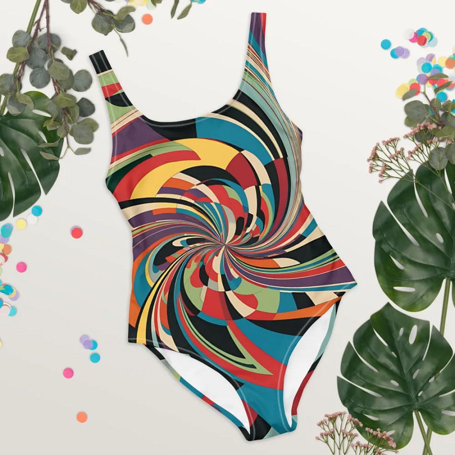 Abstract Lithographic Pattern Design one piece Swimsuit - V12 product image (8)