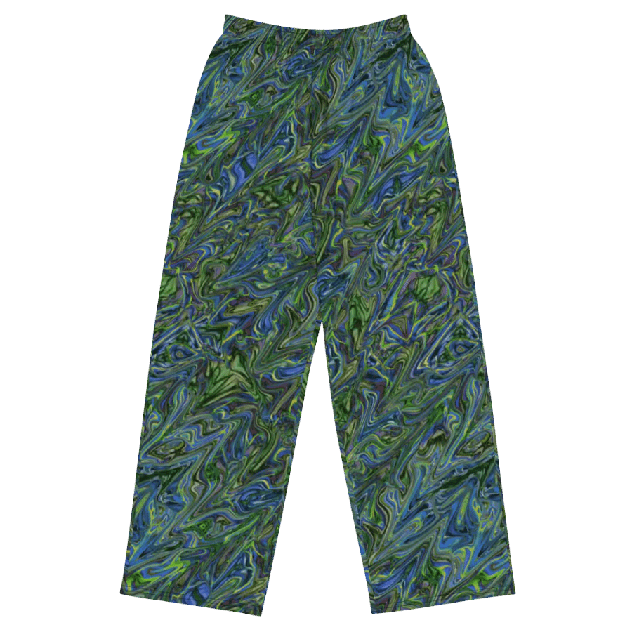 Blue Green liquid Marbling Wideleg Pants product image (2)