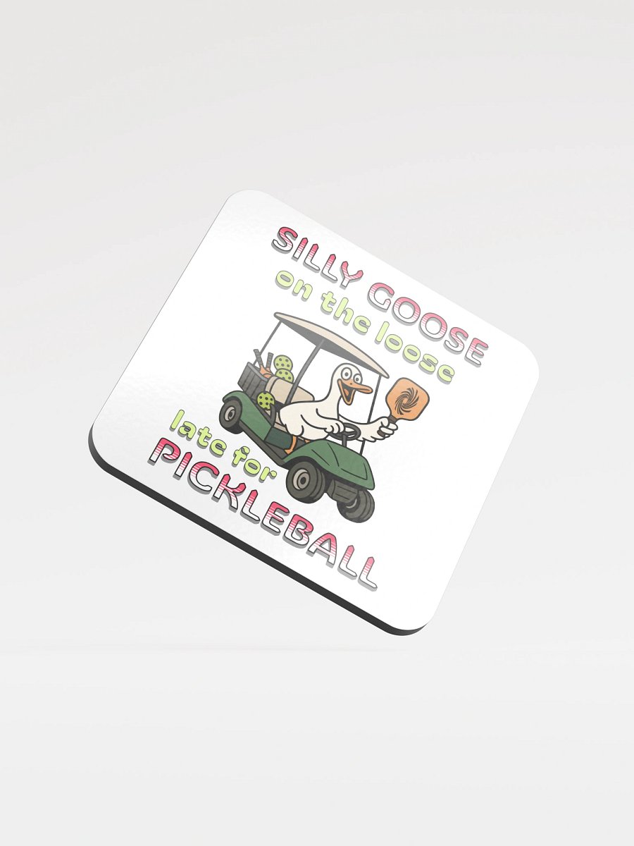 Silly Goose On The Loose Late For Pickleball Cork Coaster product image (2)