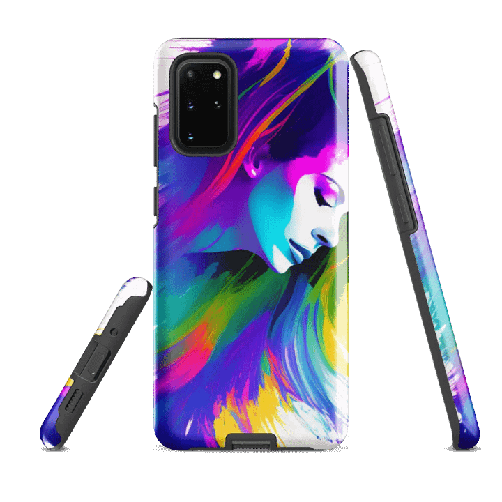 Tough Phone Case for Samsung® - Tempera Painted Face with Colorful Hair product image (2)