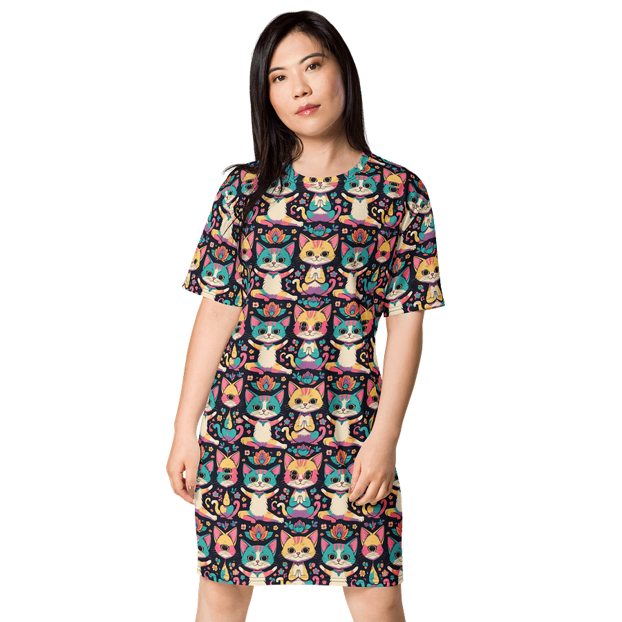 Hippy Yoga Cat T-Shirt Dress product image (1)