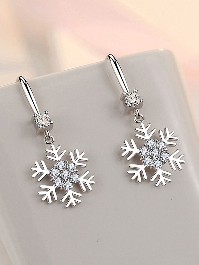 Snowflake Earrings With Rhinestones Fashion Personalized Christmas Earrings For Women Jewelry product image (2)