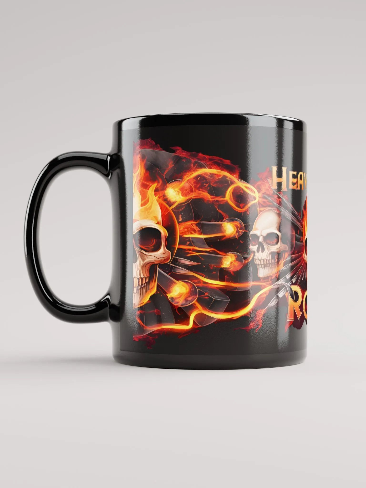 Flaming Skulls Black Mug product image (12)
