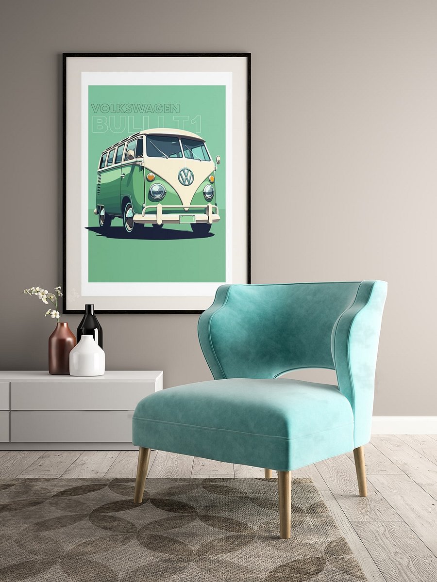 Volkswagen Bus T1 Poster, Vintage VW Van Art Print, Classic Camper Wall Art, Retro Hippie Transport, Collector’s Item, Car Enthusiast Gift product image (4)