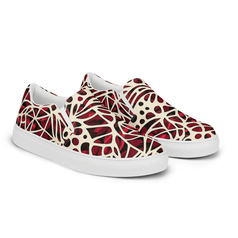 Women's Crimson Canvas Art Painted Slip-On Shoes product image (1)