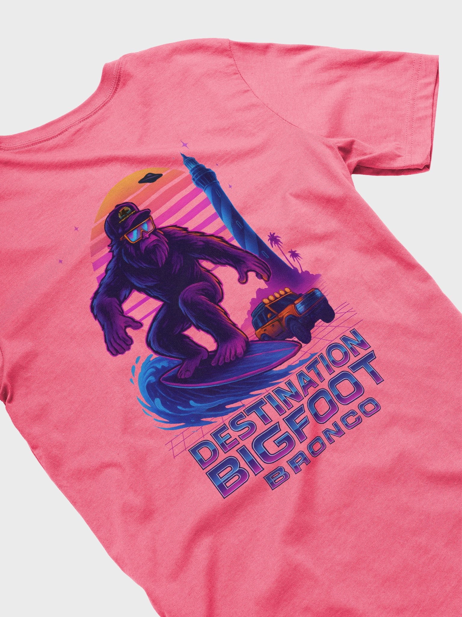 Destination Bigfoot Bronco Synthwave T-Shirt (Pink) product image (4)
