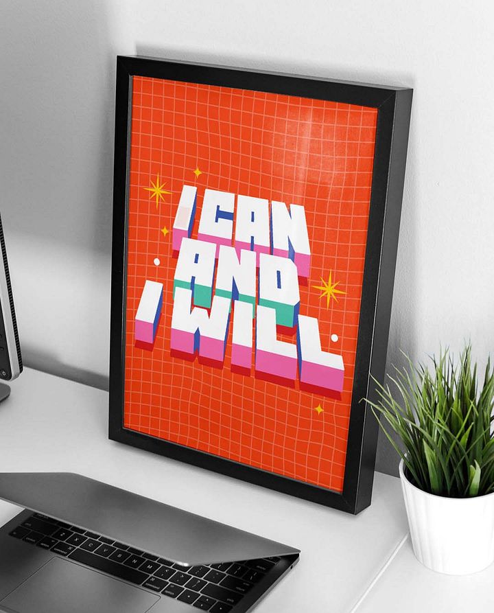 I Can and I Will Quote Affirmation Printable Wall Art Decor - Instant Download product image (2)