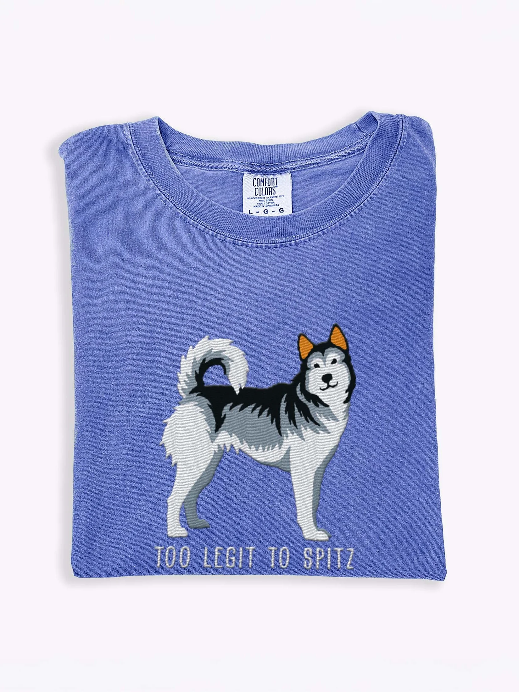 Too Legit to Spitz T-Shirt(Embroidered) of a Siberian Husky(Gray) product image (1)
