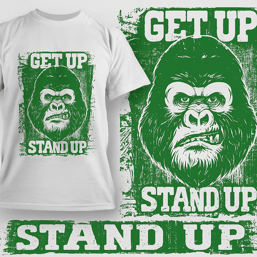 Get Up Stand Up Gorilla T-Shirt Design – Digital Download product image (1)