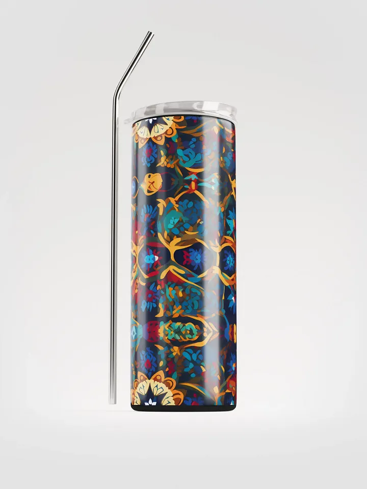 Colorful Pattern, Rich, Deep, Blues, Reds Yellows, and Oranges Skinny Tumbler with Straw, 20oz product image (2)