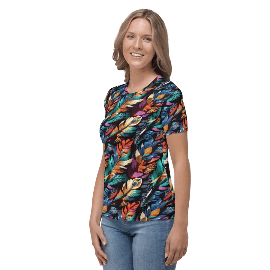 Colorful Feather Pattern All Over Print T-shirt product image (5)