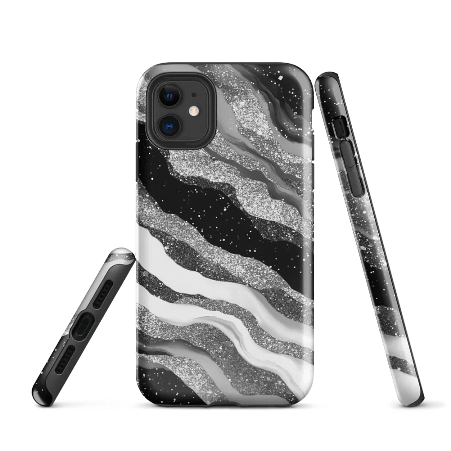 Black White Silver Marble Effect - Tough Phone Case product image (1)